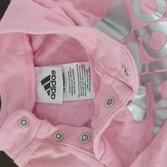 Adidas Pink Long Sleeve Baby Top Cute Dog Long Sleeve Baby Top - Picture 3 of 9